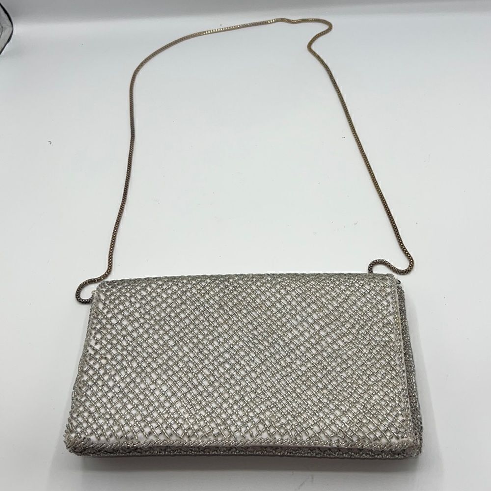 WALBORG Vintage Silver Sparkle Beaded Crossbody Purse
